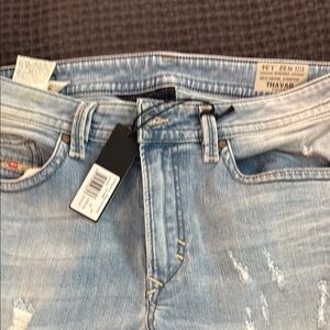 Diesel Blue Slim Straight Jeans with Vintage Wash